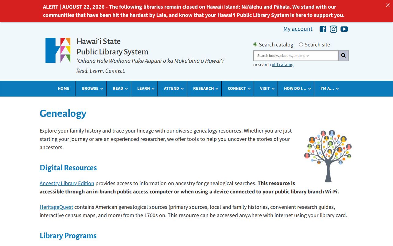Hawaii library genealogy resources
